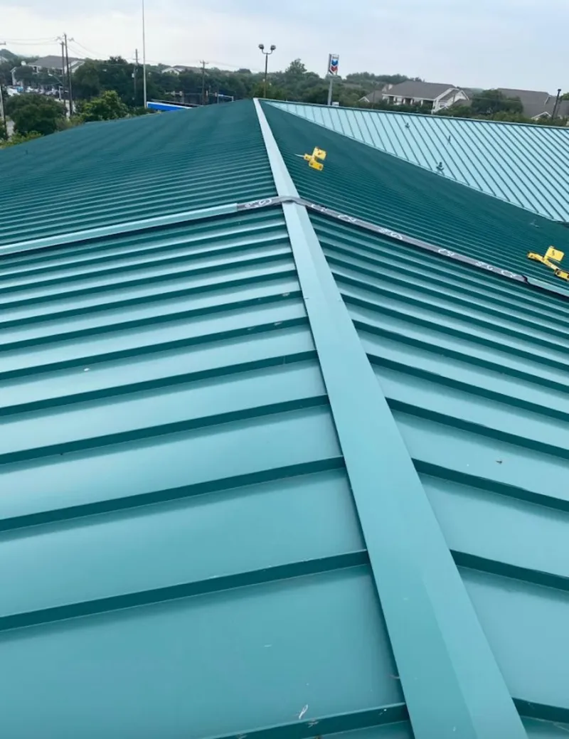 Green commercial metal roof ridge and valley for Metal Roof Repair in Oak Lawn